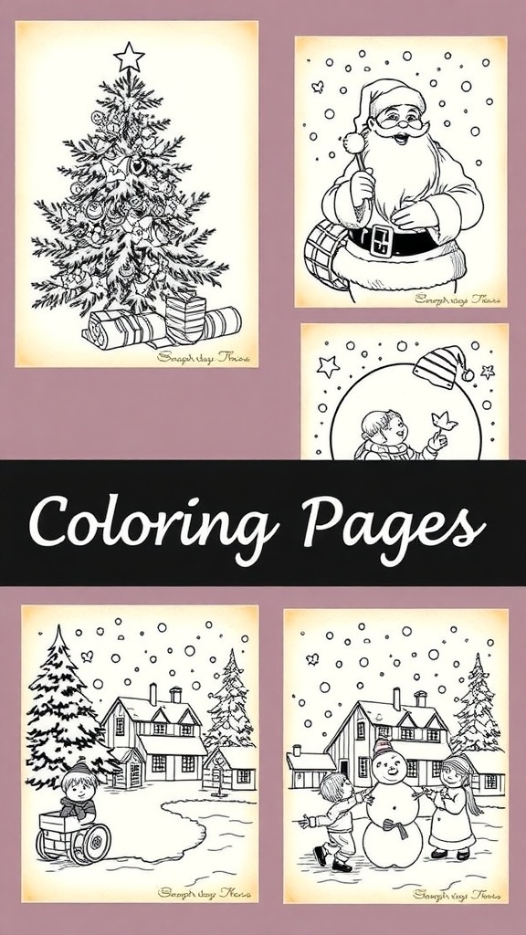 Vintage Christmas coloring pages with classic holiday designs.